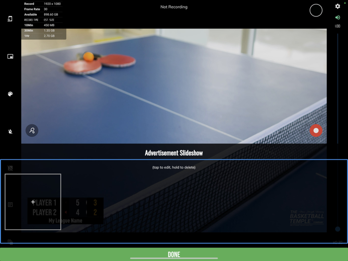 BT Table Tennis Camera