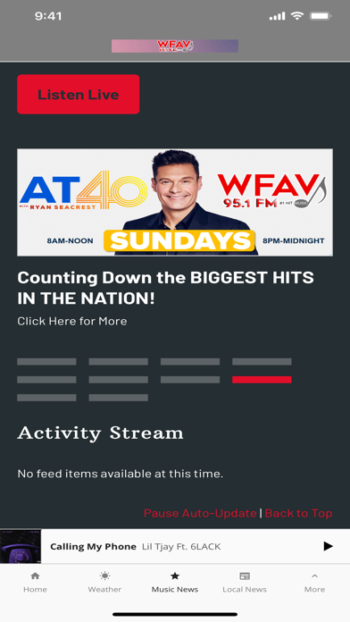 WFAV 95.1 Screenshot