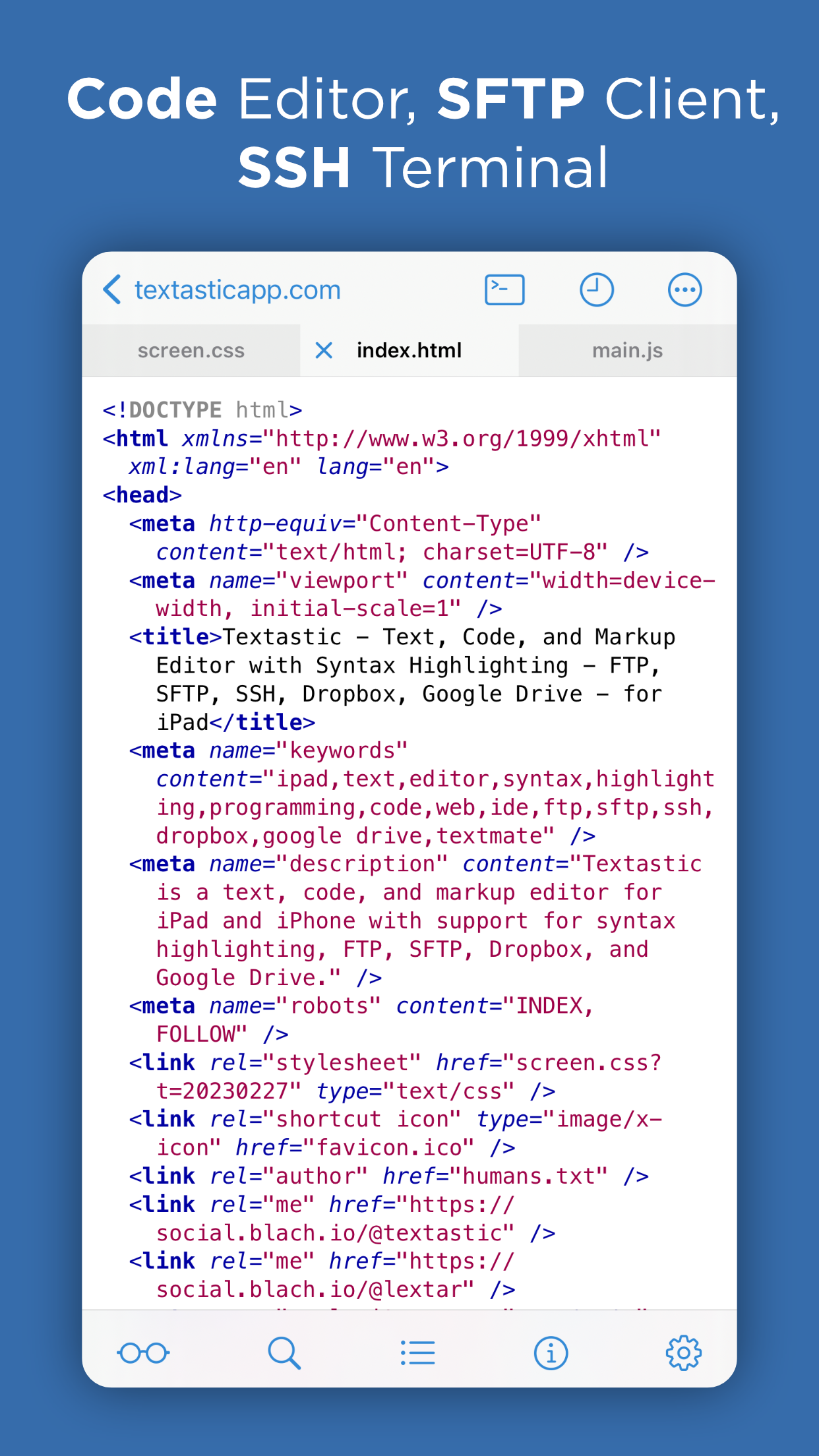Textastic Code Editor screenshot 1