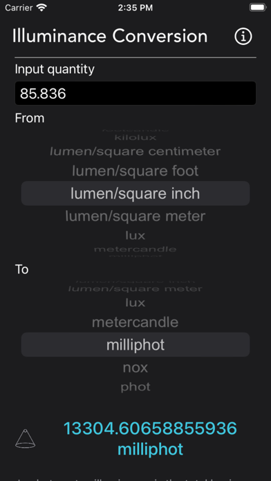 Illuminance Conversion Screenshot