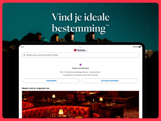 Hotels.com: hotelboeking iPad app afbeelding 1