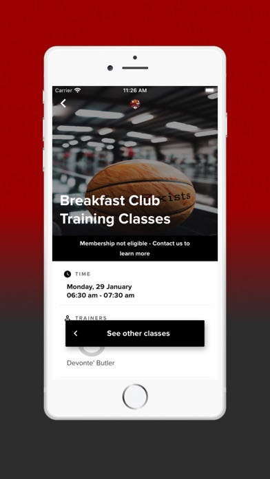 Evolution Sports Booking App Screenshot