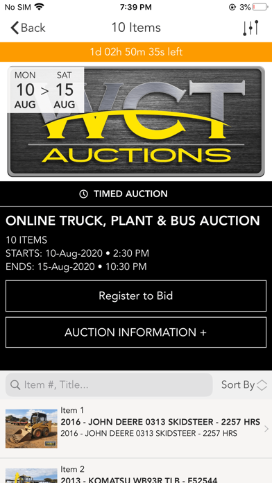 WCT AUCTIONS Screenshot