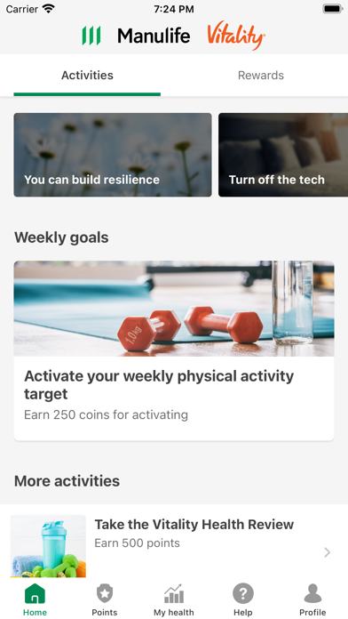 Manulife Vitality Grp Benefits Screenshot