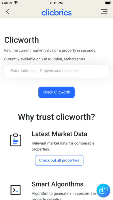 clicbrics - Property Search Screenshot
