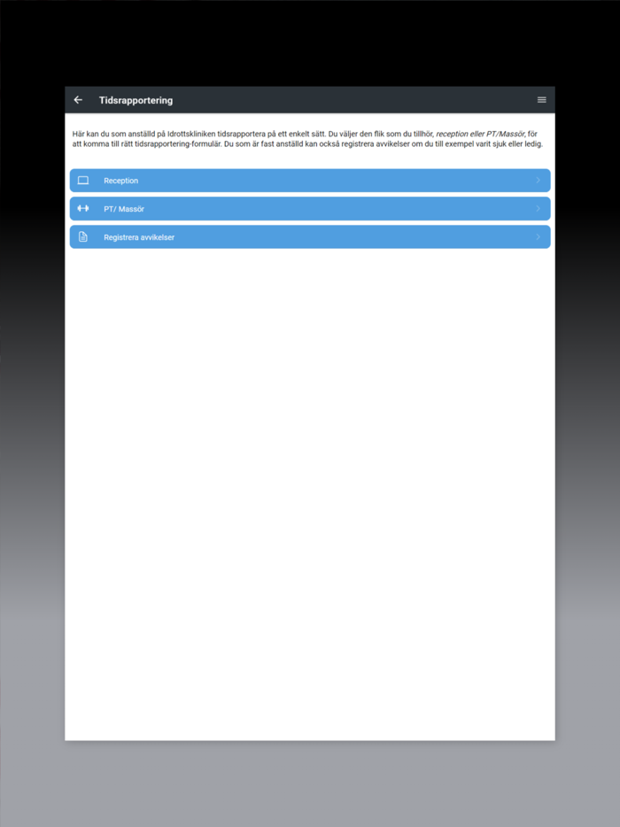 Idrottsklinikens personalapp