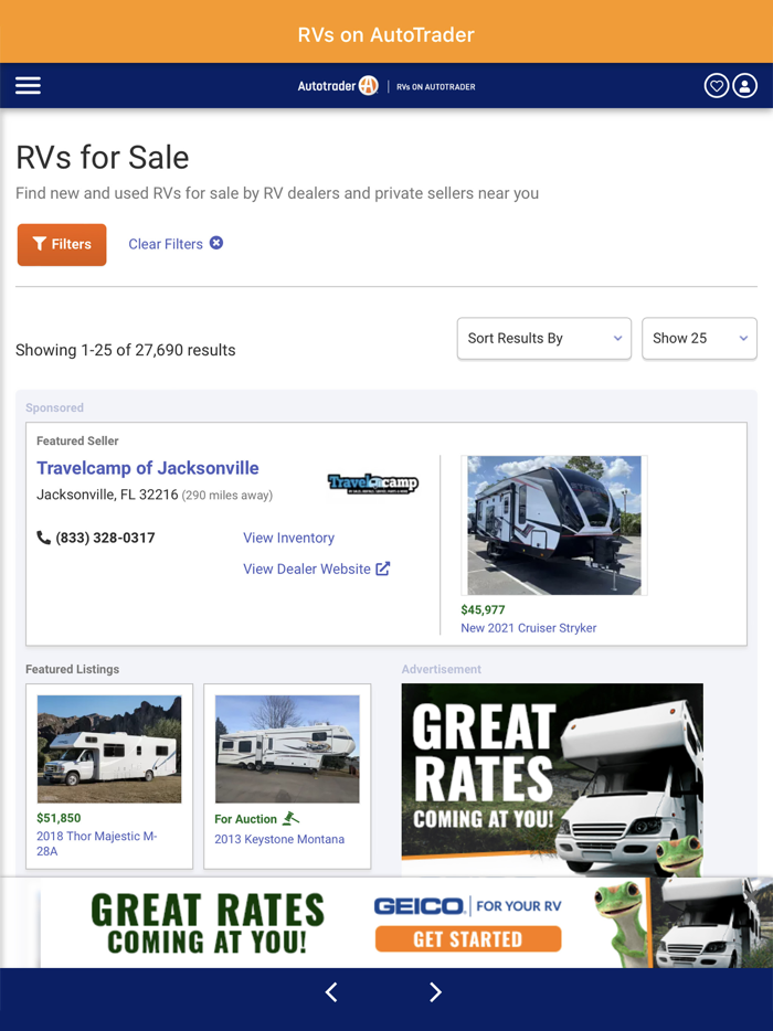 RVs on Autotrader