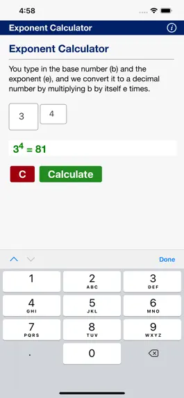 Game screenshot Exponent Calculator apk
