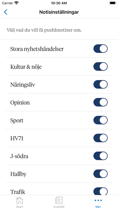 Jönköpings-Postens Nyhetsapp Screenshot