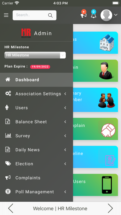 Admin HR Milestone Screenshot