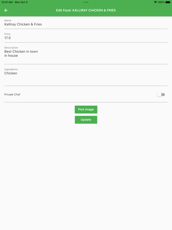 UM Vendor iPad screenshot 5 - Food & Drink app