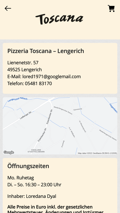 Pizzeria Toscana Lengerich Screenshot