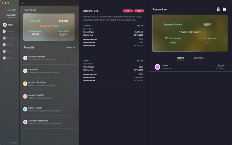 CashIn Financial Budget Screenshot