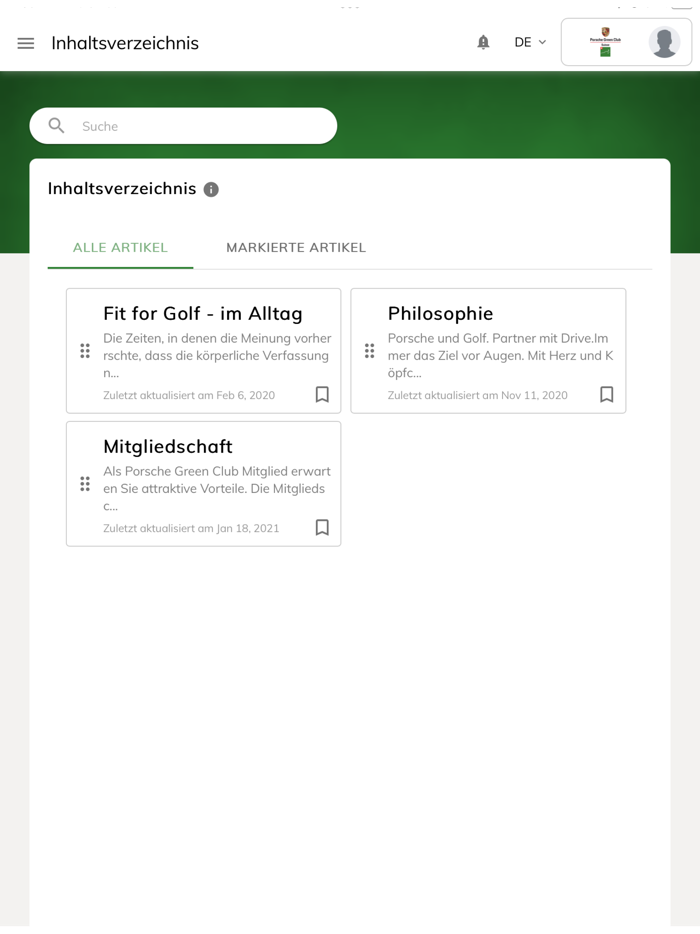 Porsche Green Club App