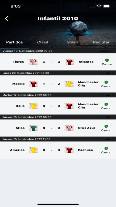 Ligas Futbol App Screenshot