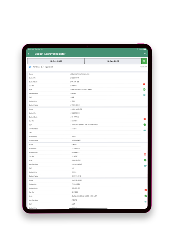 Pridesys ERP iPad screenshot 5 - Business app