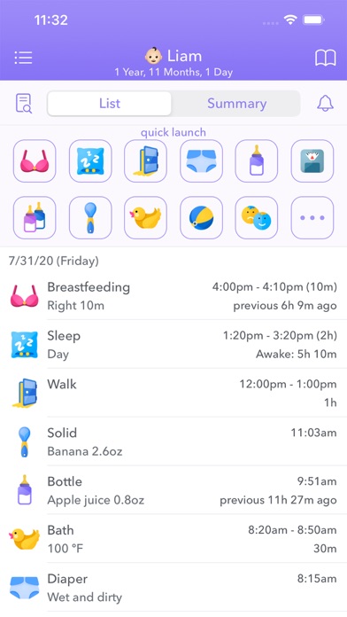 Baby Tracker: breast feeding + Screenshot