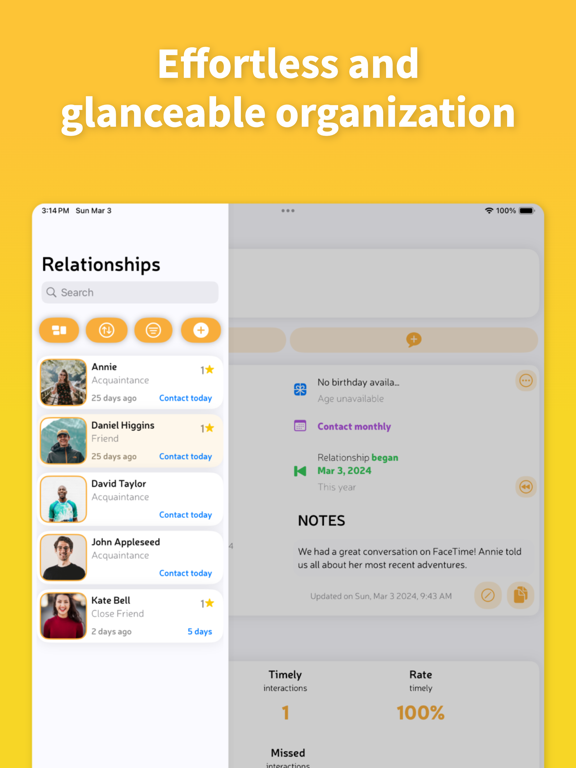 Linc - Friendship Tracker iPad screenshot 6 - Productivity app