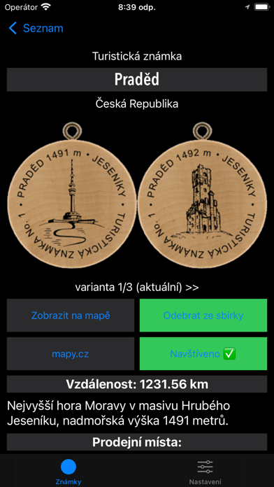 Turistické známky (zastaralá) Screenshot