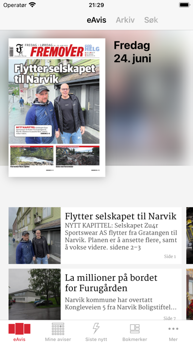 Fremover eAvis Screenshot