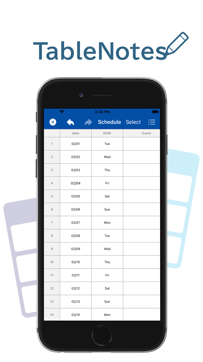 Table Notes Spreadsheet maker