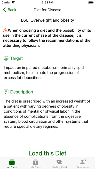 Medical Diets Screenshot