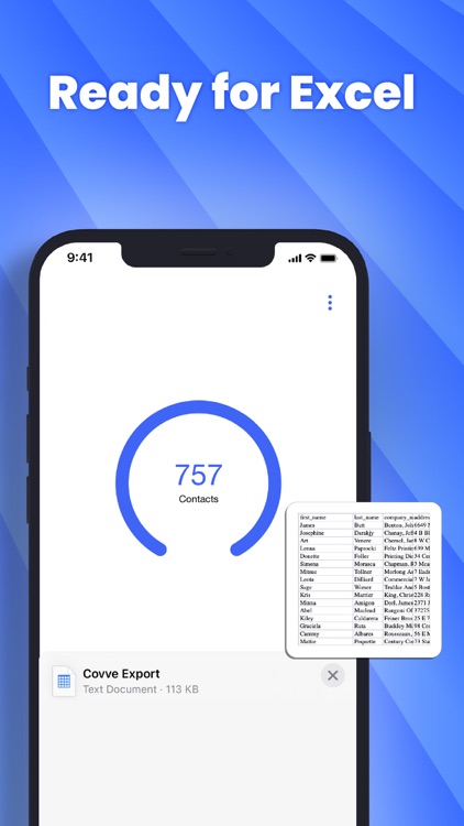 Export contacts by Covve