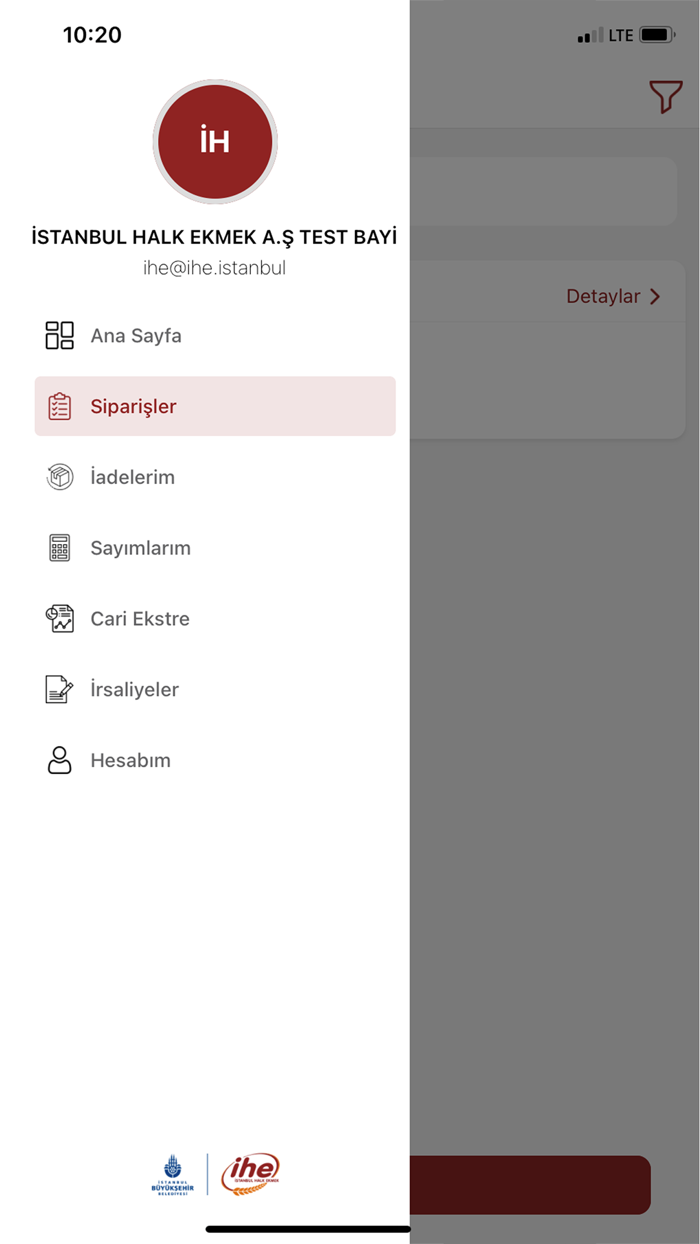 IHE Büfe Bayi Sipariş Sistemi