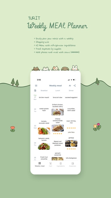 Yurit weekly meal planner Screenshot