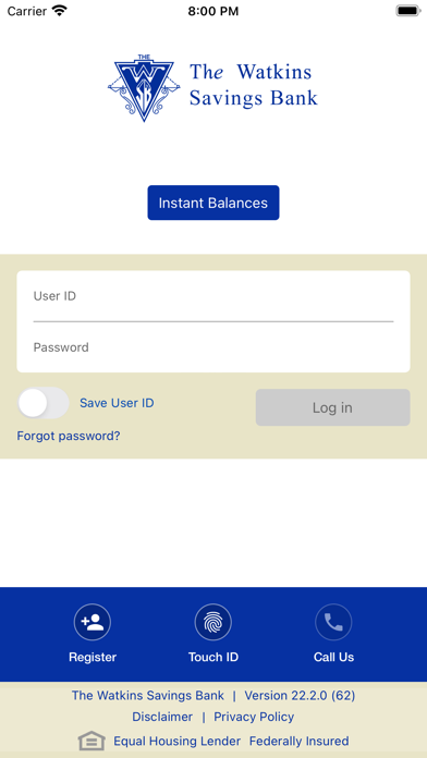 Watkins Savings Bank Screenshot