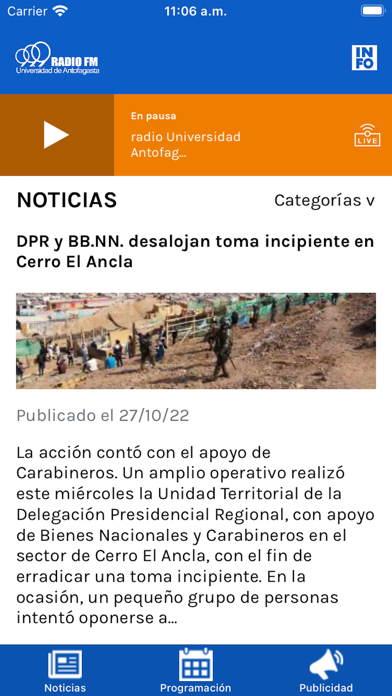 Radio Universidad Antofagasta Screenshot