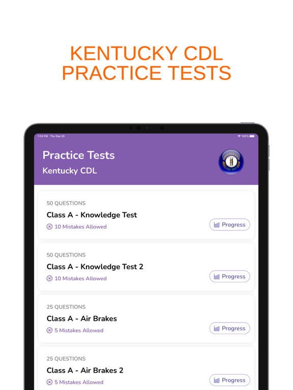 Kentucky KY CDL Permit Test iPad screenshot 1 - Education app