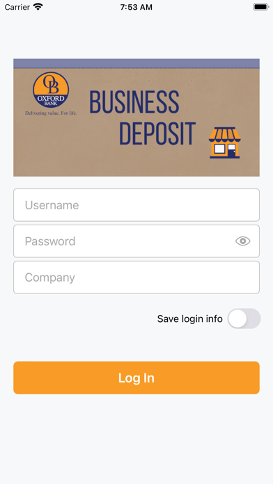 Oxford Business Deposit Screenshot
