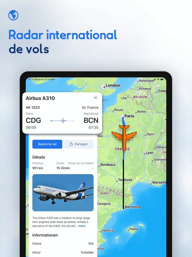‎Suivi des vol – Flight Radar Capture d'écran