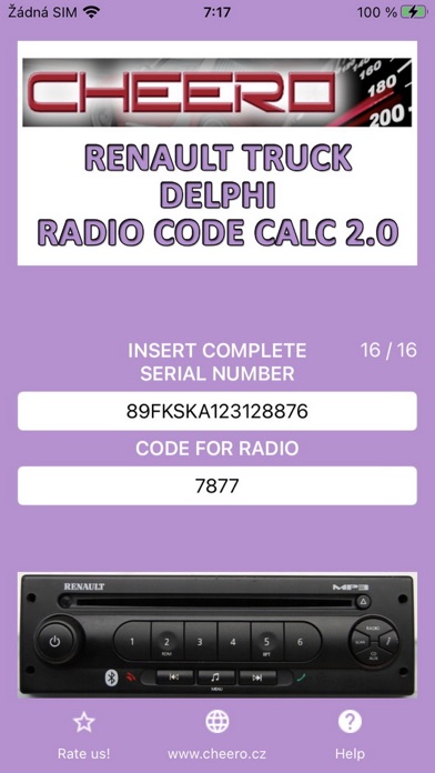 RADIO CODE for RENAULT TRUCK Screenshot