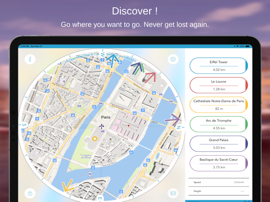 Paris on Foot : Offline Map iPad screenshot 1 - Navigation app