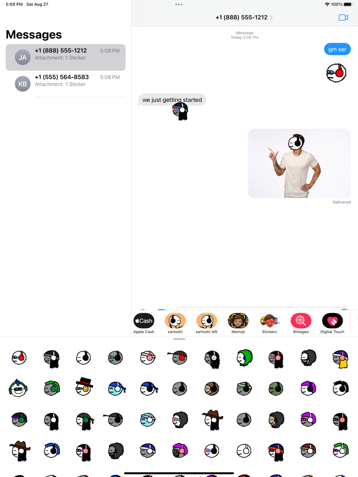 sartoshi stickers facing left