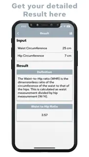 calculate waist to hip ratio iphone screenshot 3