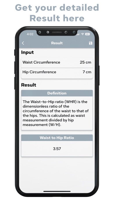 Calculate Waist To Hip Ratio Screenshot