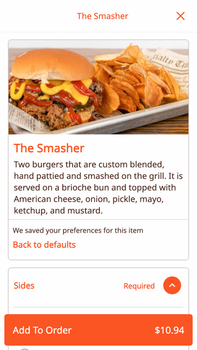 BG Burgers App Screenshot
