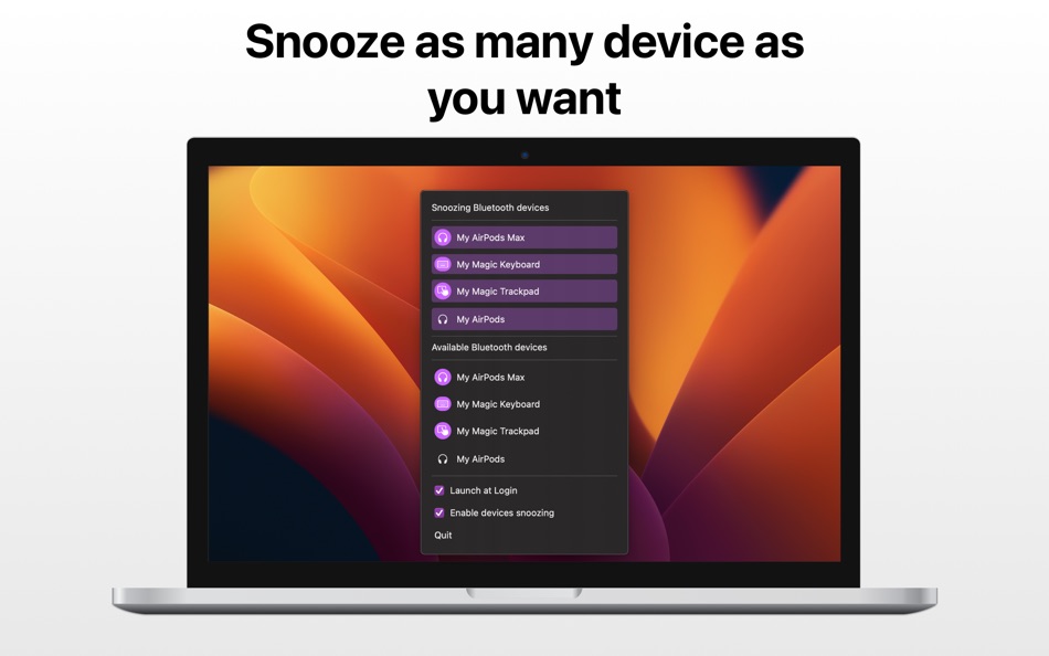 #4. Snooze Bluetooth Devices (macOS) Podle: Siarhei Dzikavitski