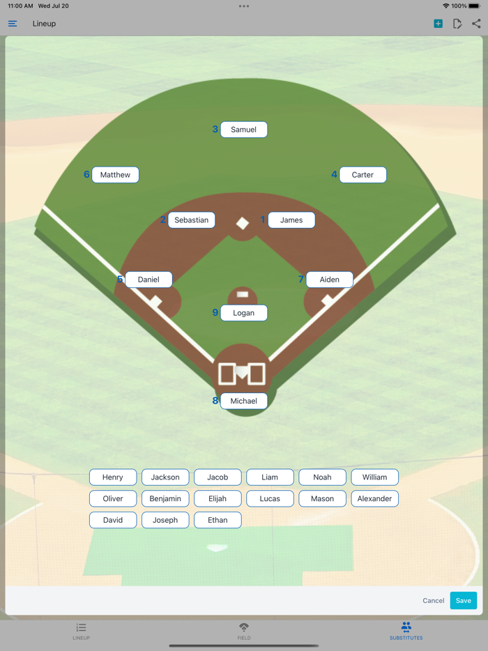 Baseball Lineup Cards