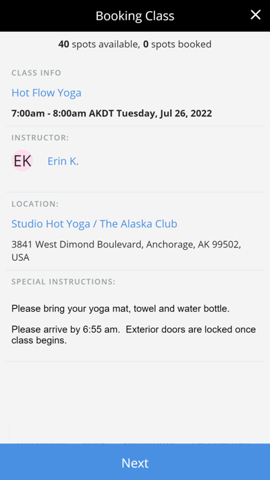 Studio Hot Yoga Screenshot