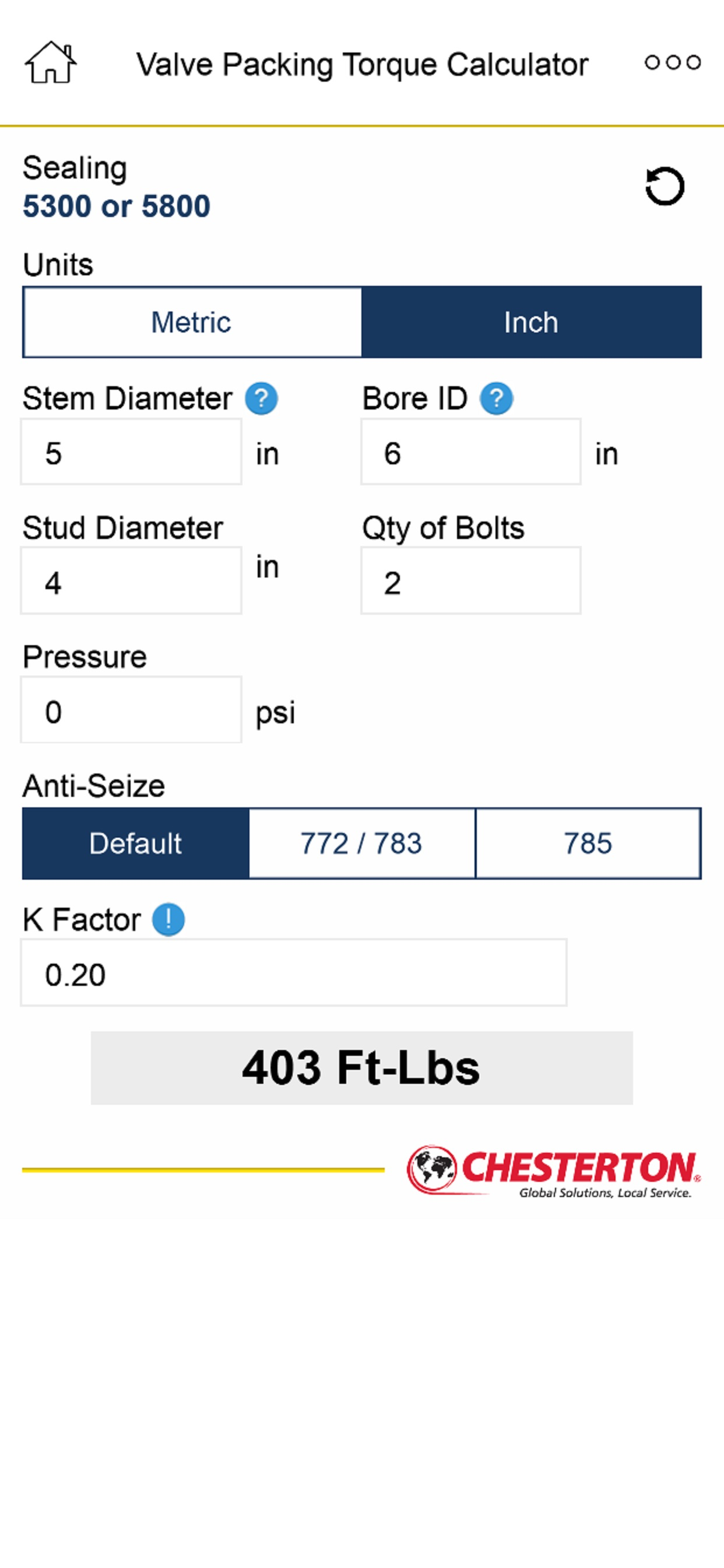 Valve Torque Calculator