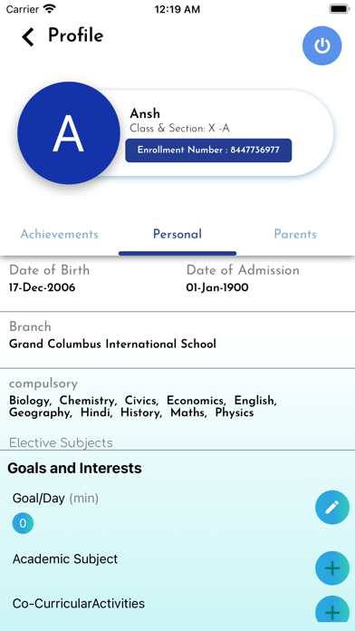 GCIS Parent Screenshot