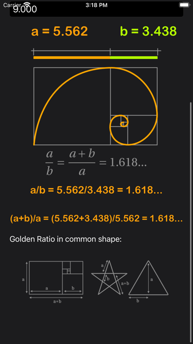 Golden Ratio Calculator Plus Screenshot