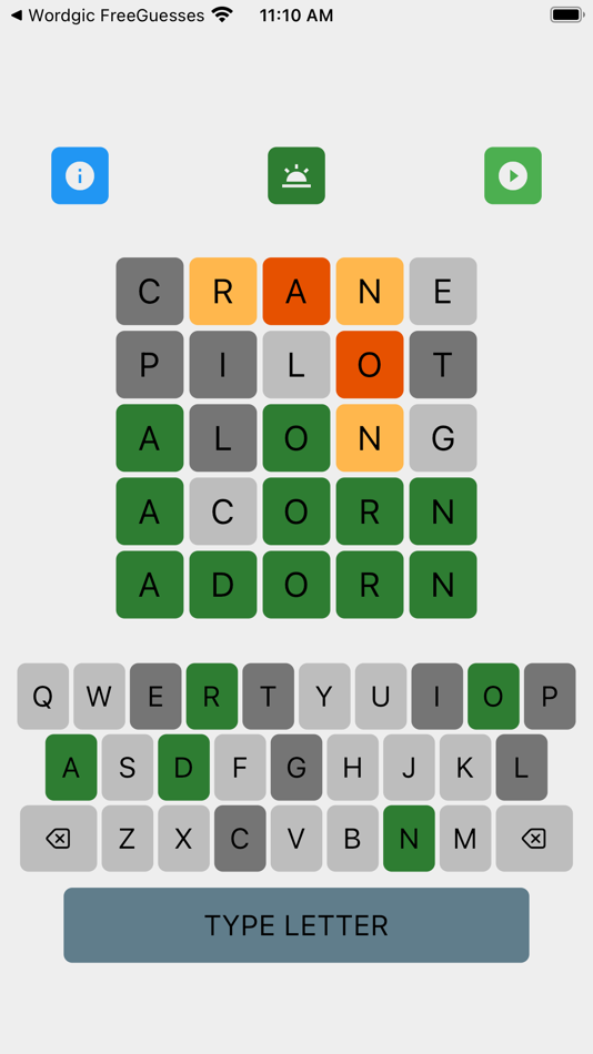 #6. Wordgic - Word Only Guesses (iOS) By: Mnemosynch Inc.