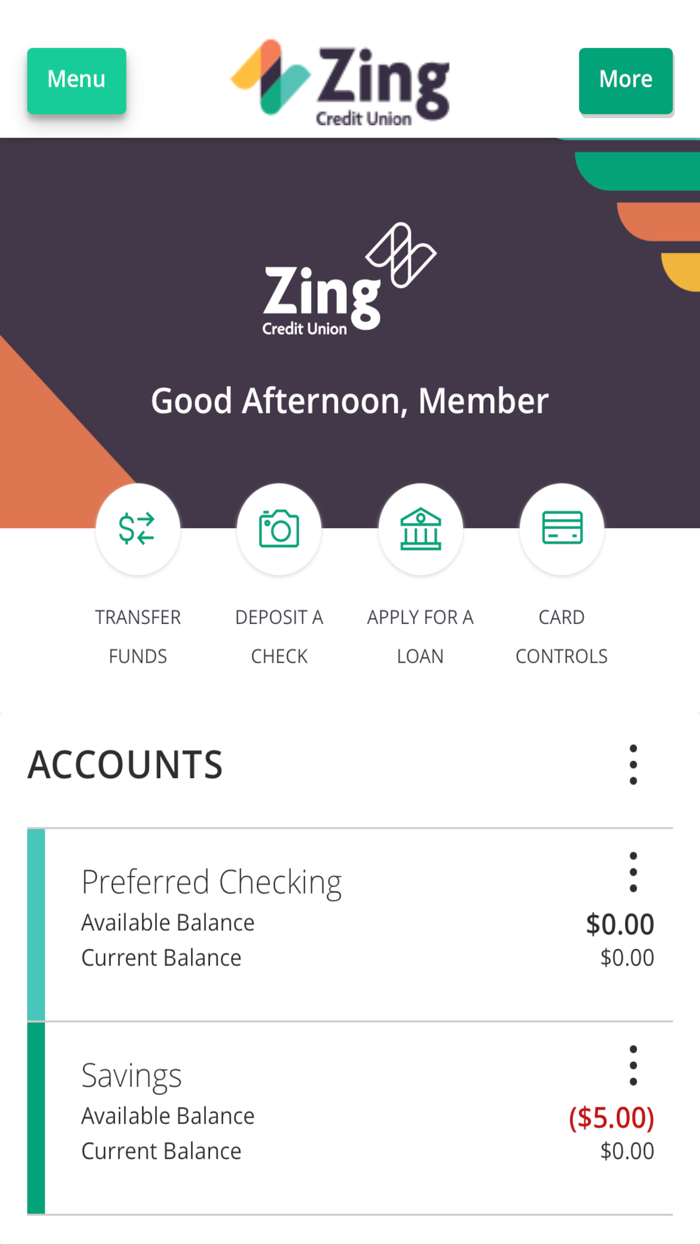 Zing Credit Union Mobile App