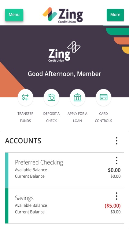 Zing Credit Union Mobile App