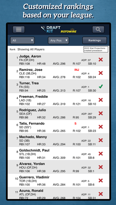 Fantasy Baseball Draft Kit '23 Screenshot